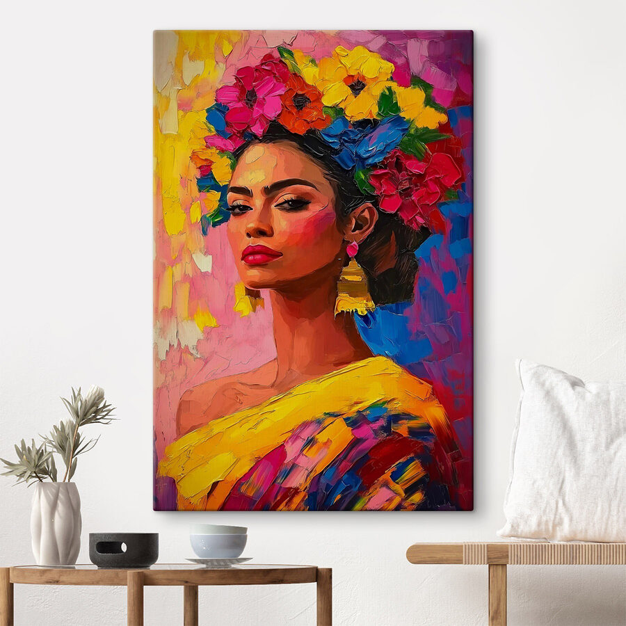 Tableaux Peinture d'une femme avec des fleurs dans les cheveux – Image 2