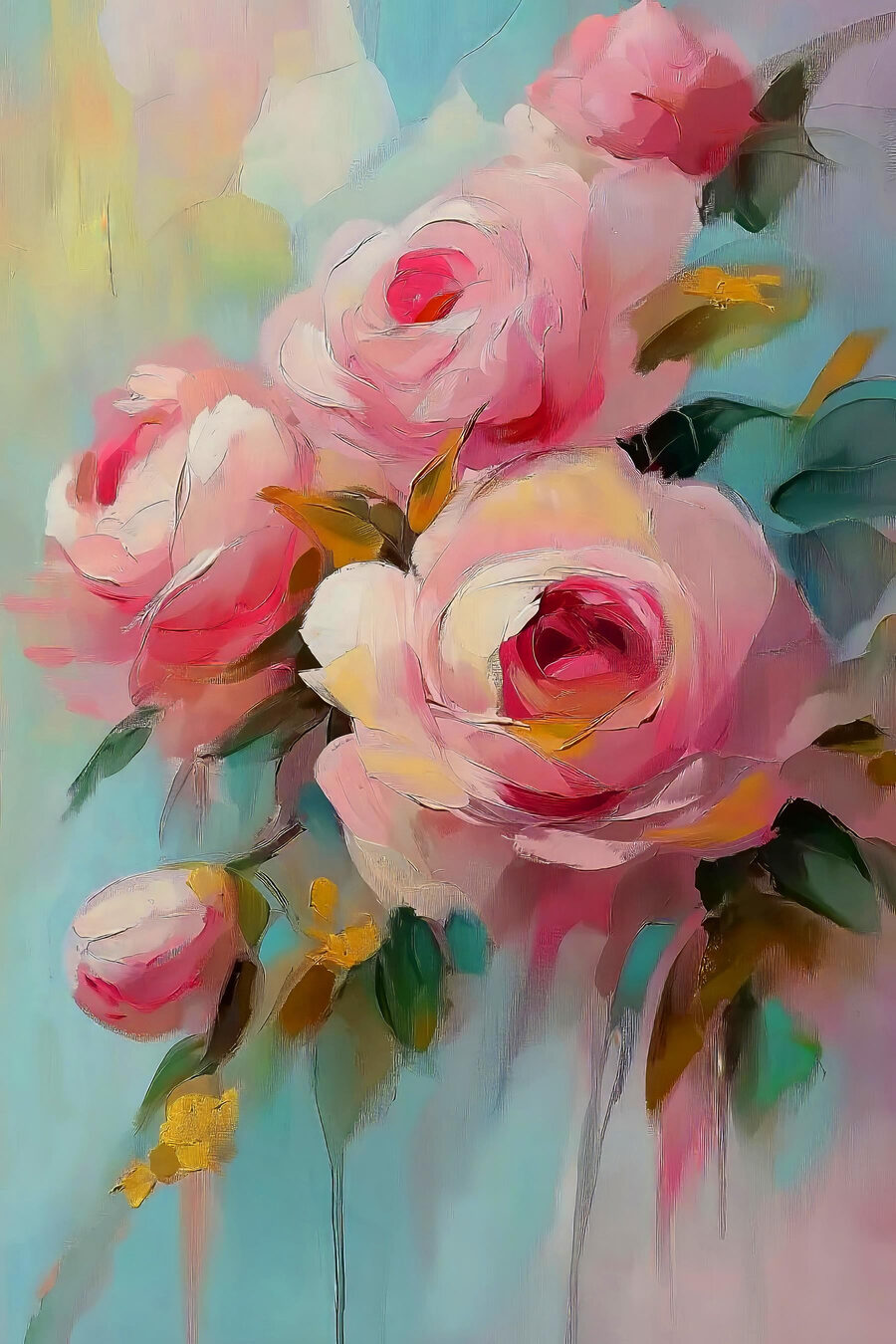 Peinture de fleurs roses