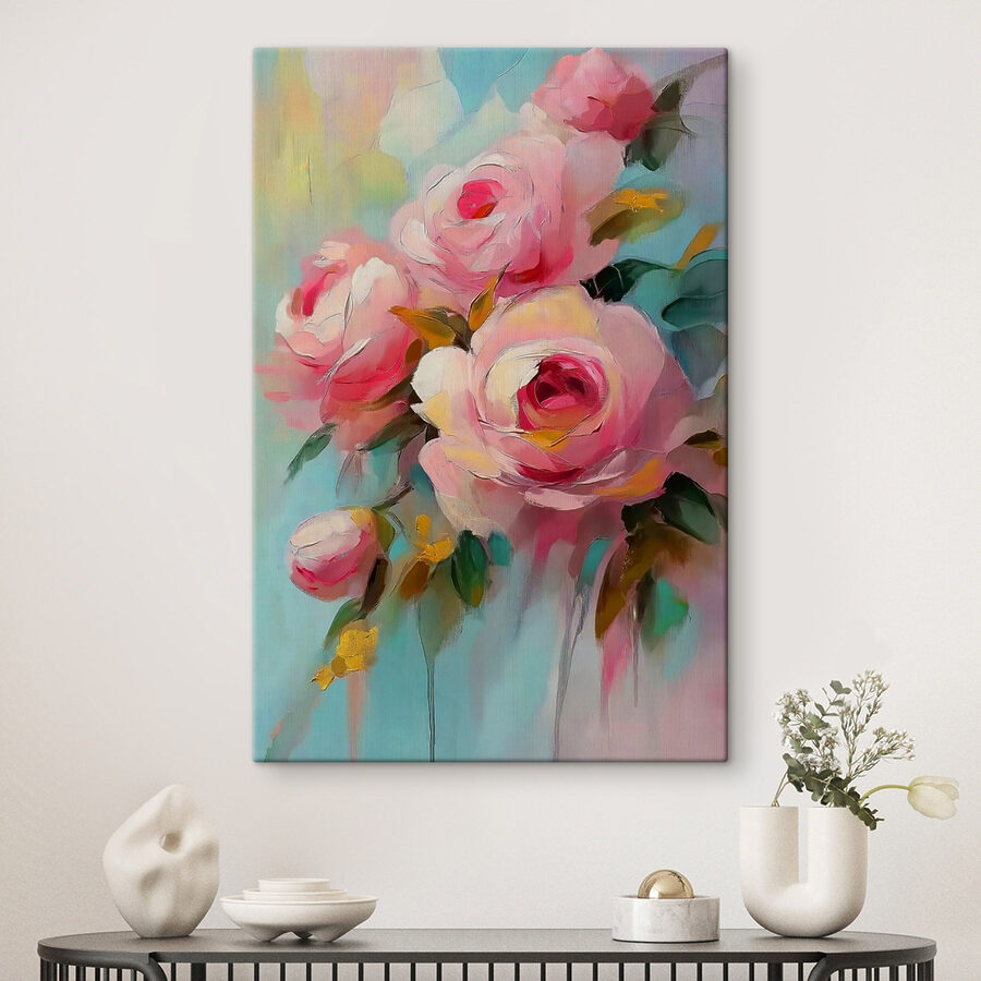 Peinture de fleurs roses