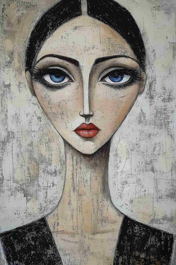 Peinture d'une femme aux yeux bleus Peinture d'une femme aux yeux bleus