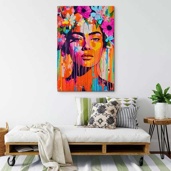Peinture d'une femme avec des fleurs sur la tête Peinture d'une femme avec des fleurs sur la tête