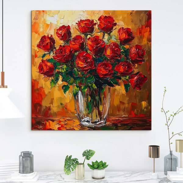 Peinture d'un bouquet de roses rouges Peinture d'un bouquet de roses rouges