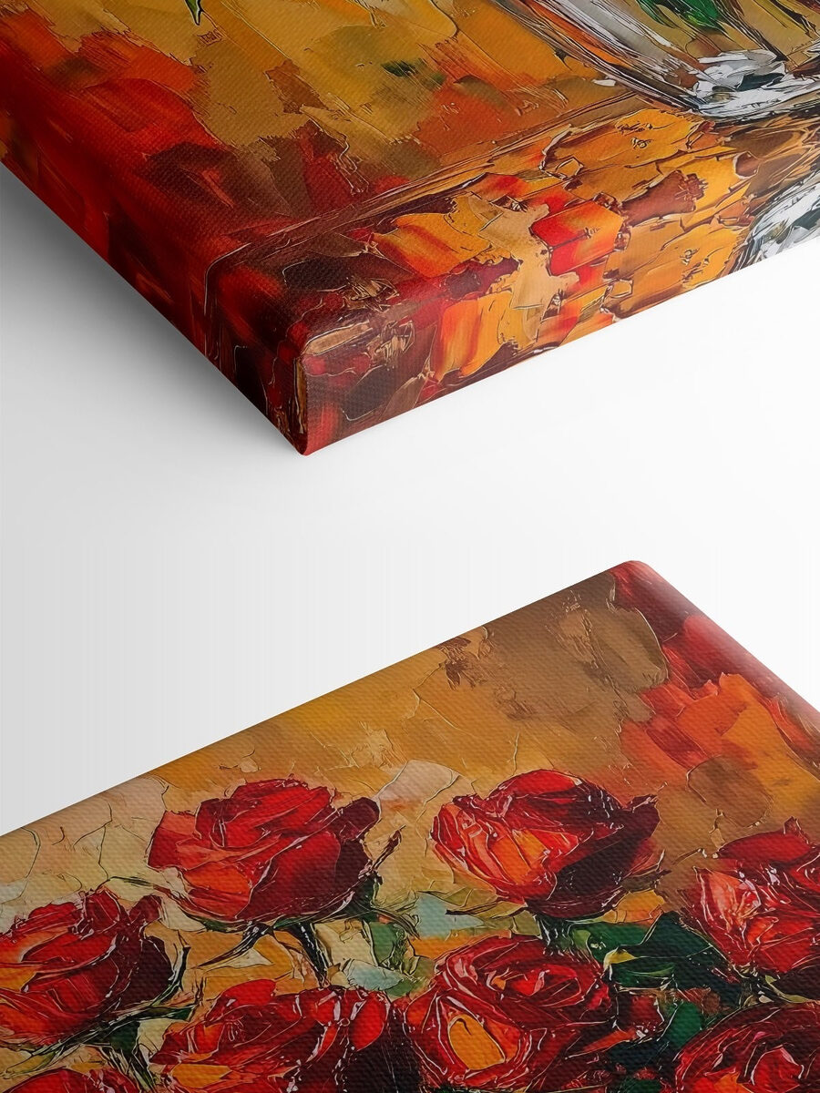 Peinture d'un bouquet de roses rouges