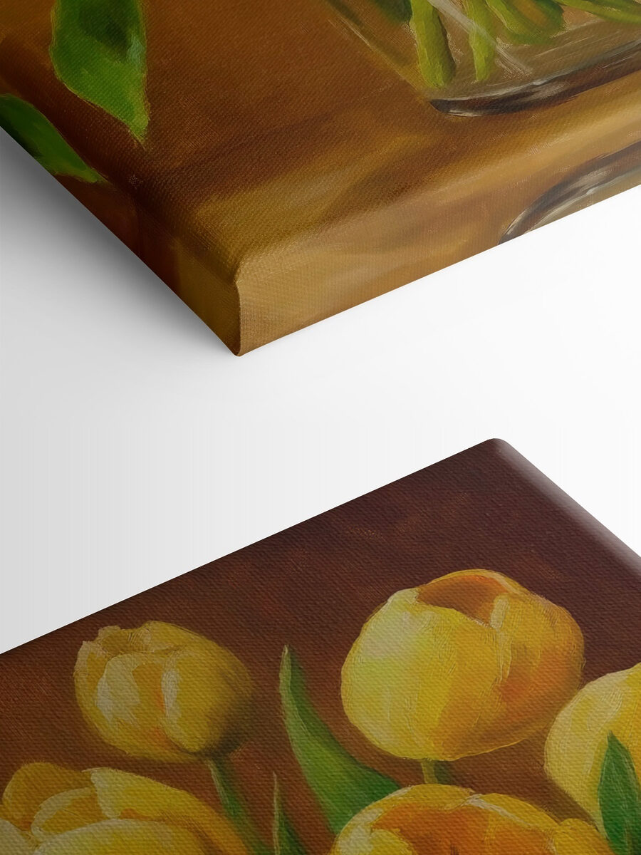 Peinture de tulipes jaunes dans un vase en verre Peinture de tulipes jaunes dans un vase en verre