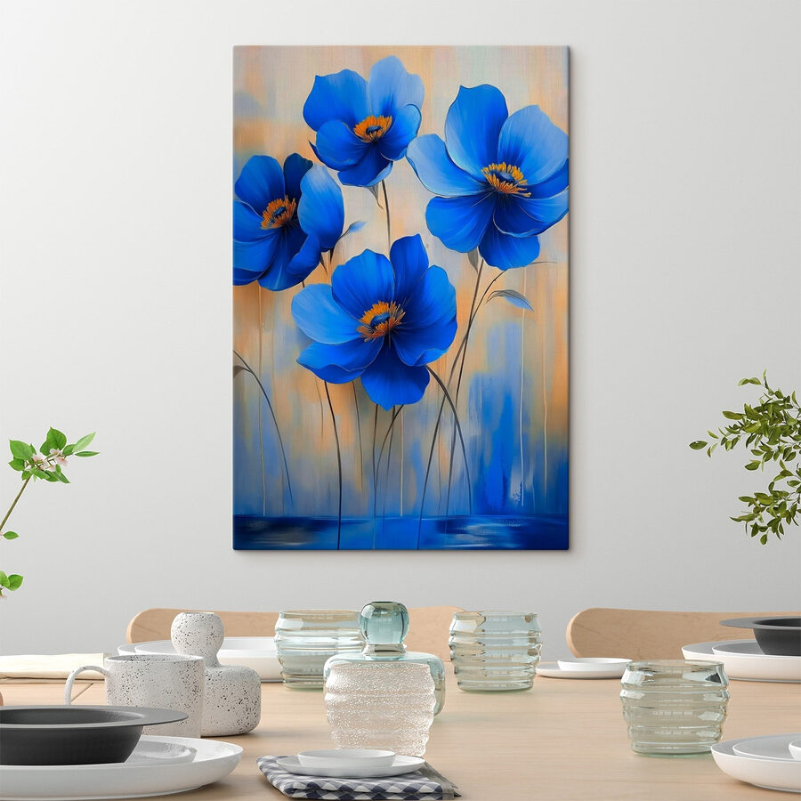Peinture de fleurs bleues