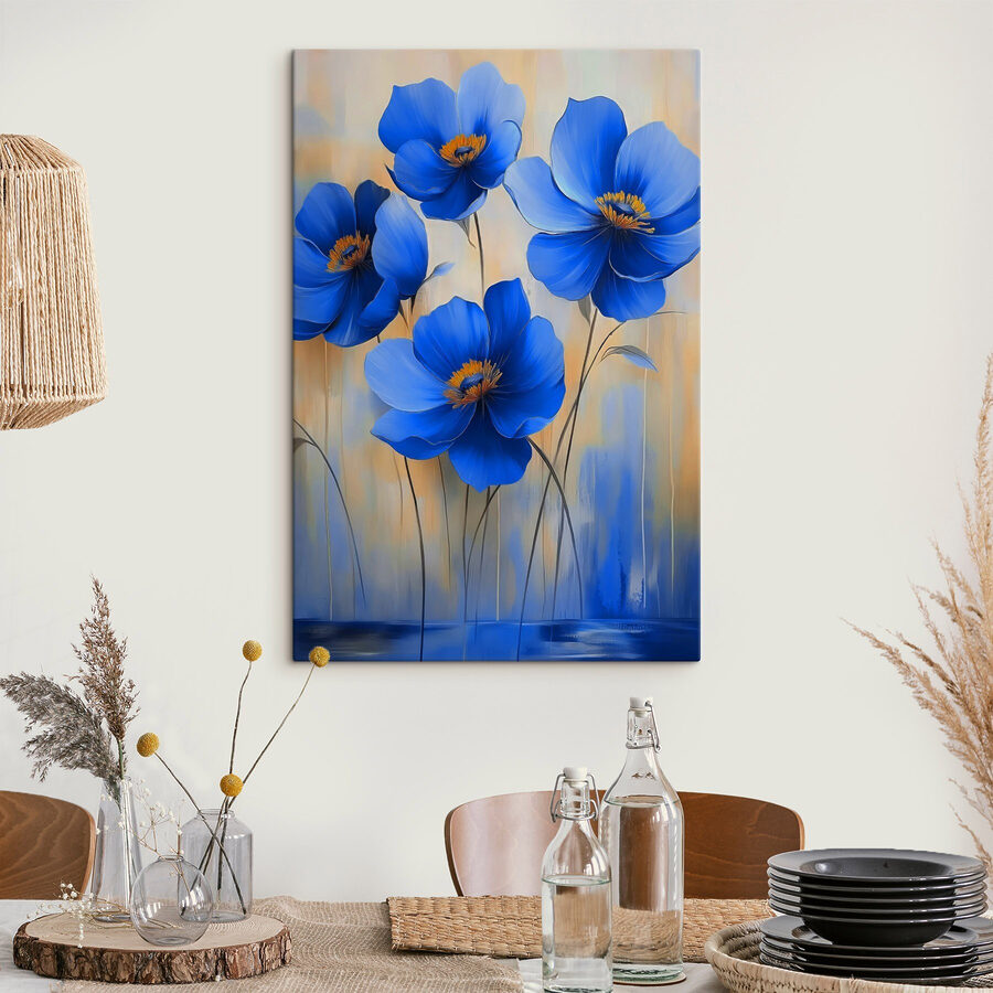 Peinture de fleurs bleues