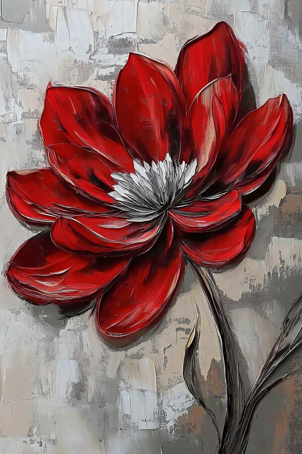 Fleur rouge sur une surface grise Fleur rouge sur une surface grise