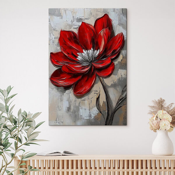 Fleur rouge sur une surface grise Fleur rouge sur une surface grise