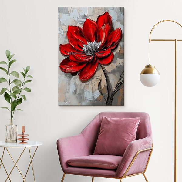 Fleur rouge sur une surface grise Fleur rouge sur une surface grise