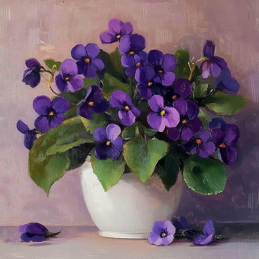 Pot de fleurs violettes
