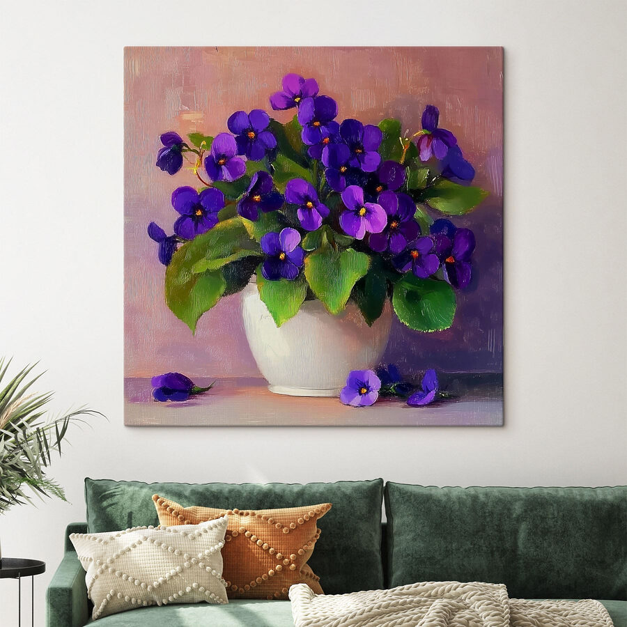 Pot de fleurs violettes