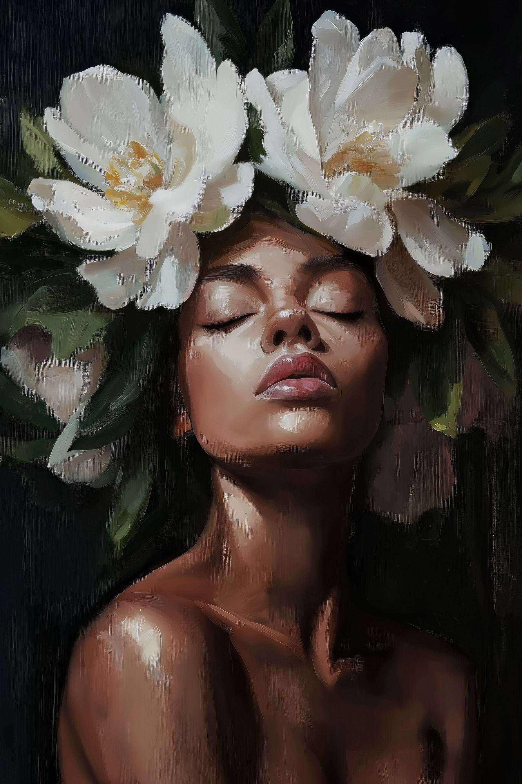 Woman with flowers in her hair