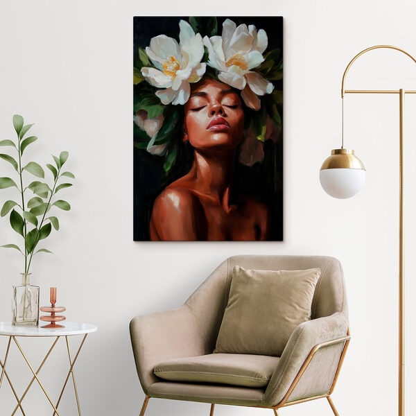 Femme avec des fleurs dans les cheveux Femme avec des fleurs dans les cheveux
