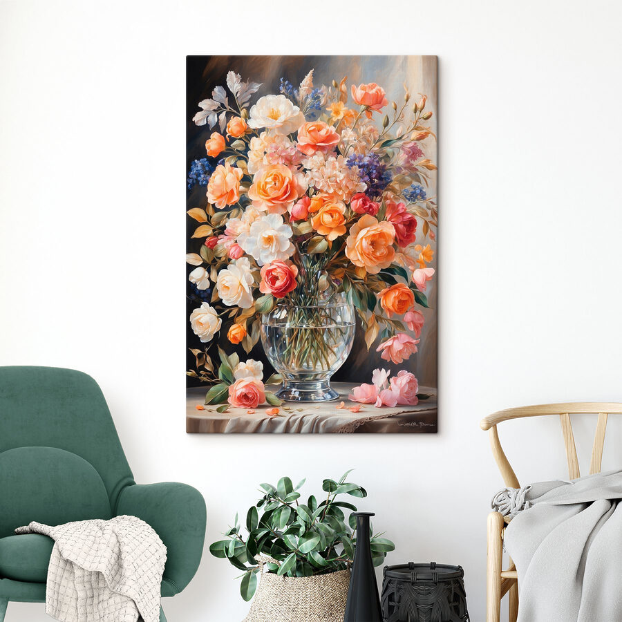 Peinture de fleurs dans un vase
