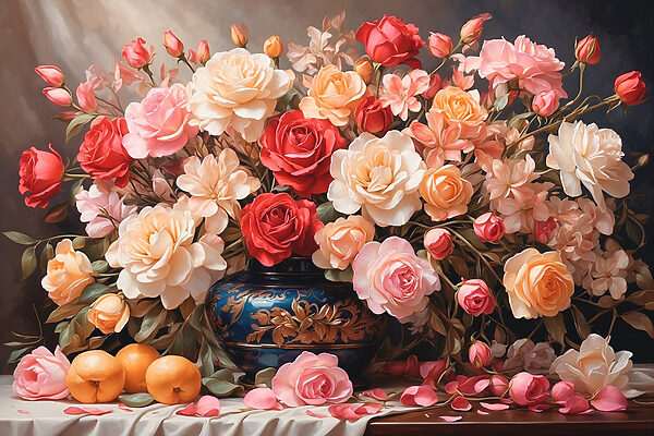 Vase de fleurs et de fruits Vase de fleurs et de fruits