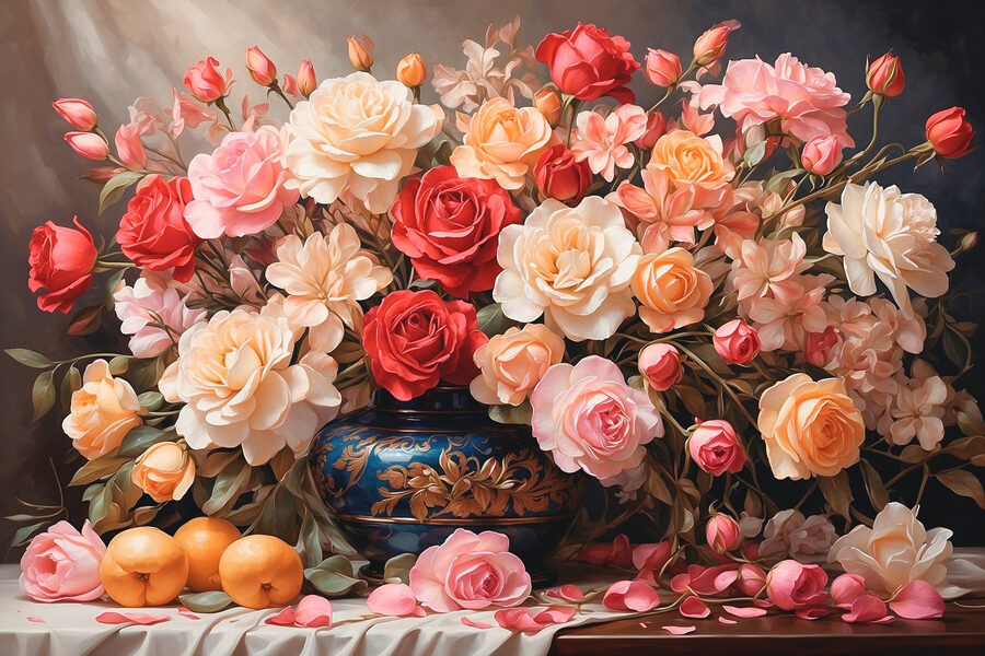 Vase de fleurs et de fruits Vase de fleurs et de fruits