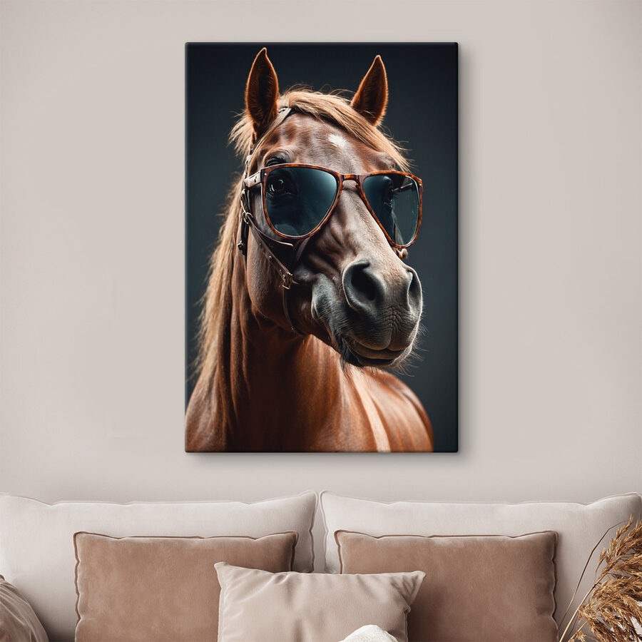 Cheval portant des lunettes de soleil