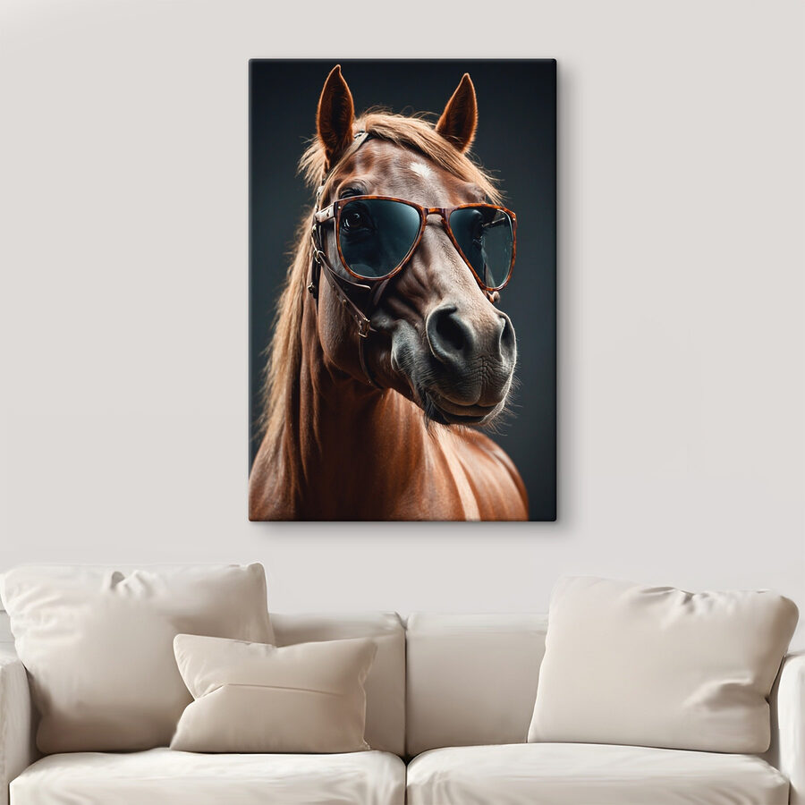 Cheval portant des lunettes de soleil