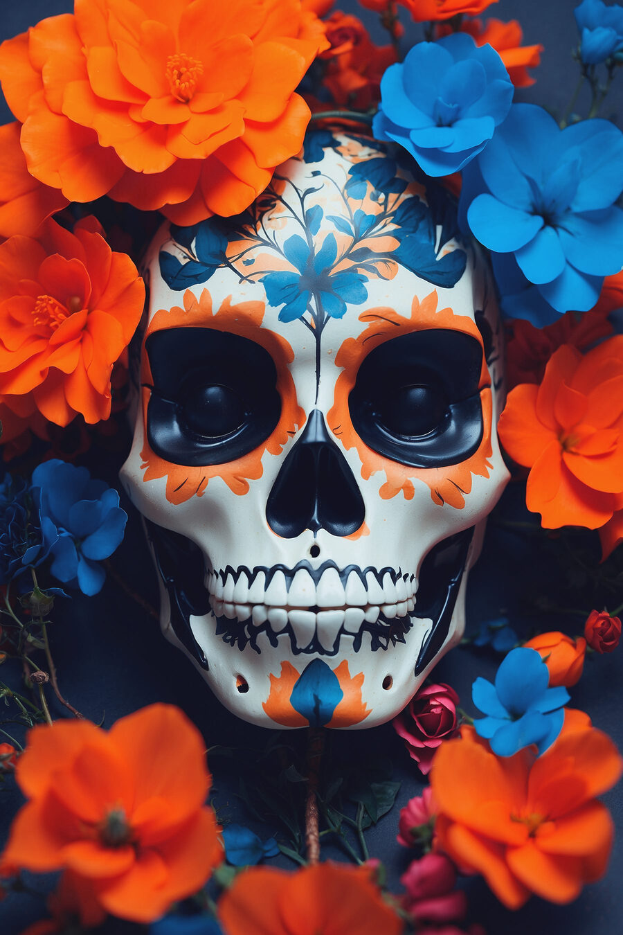 Tableaux Crâne avec des fleurs autour – Image 12