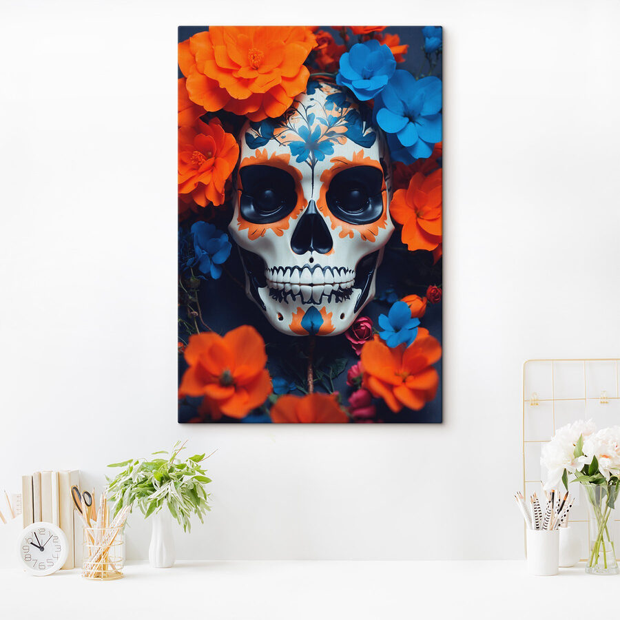 Tableaux Crâne avec des fleurs autour