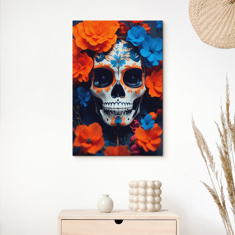 Tableaux Crâne avec des fleurs autour – Image 3