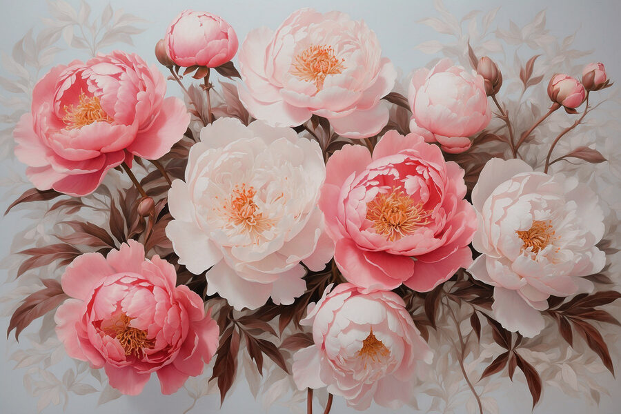 Groupe de fleurs roses et blanches