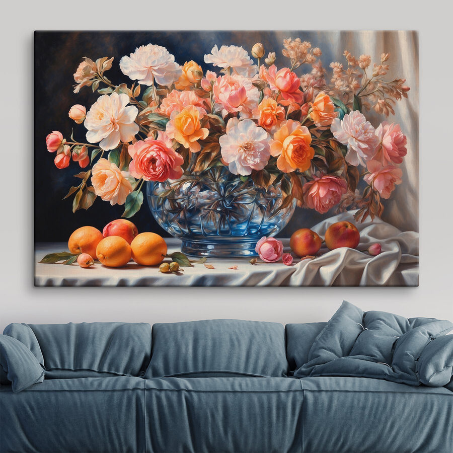 Peinture de fleurs dans un vase en verre