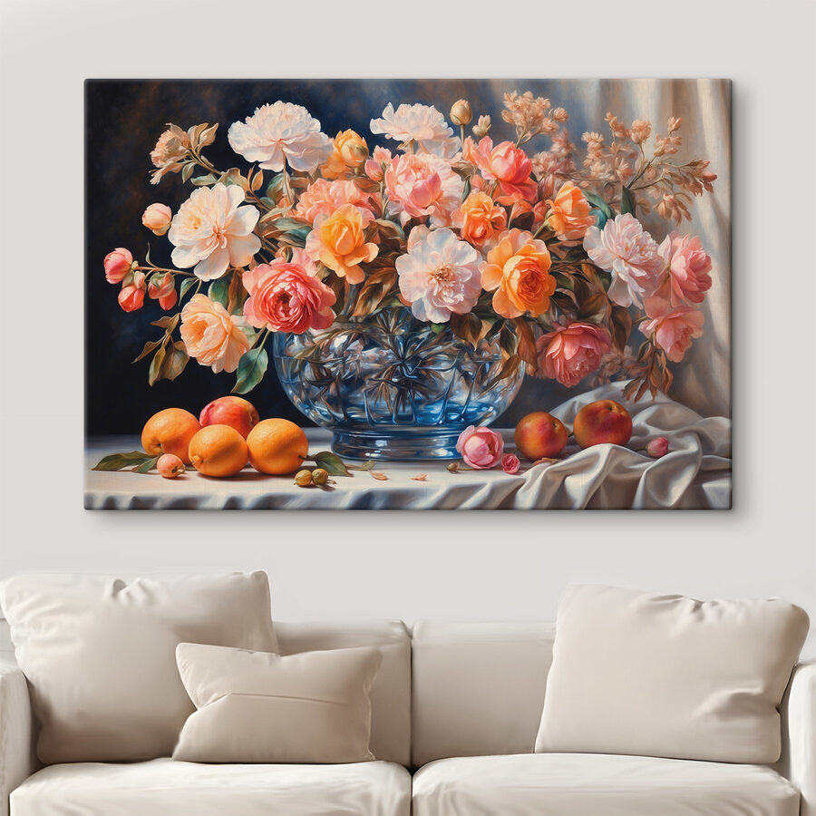 Peinture de fleurs dans un vase en verre