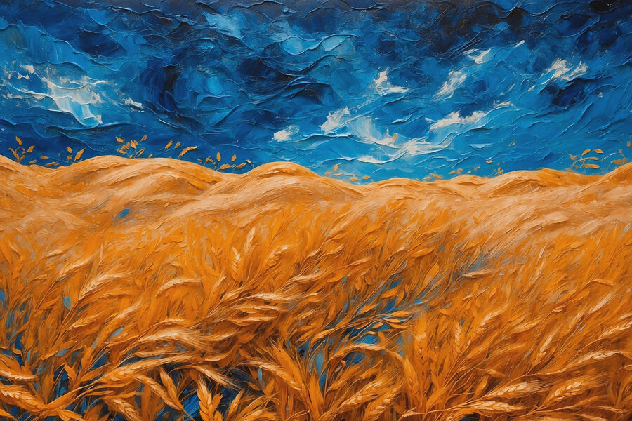 Peinture d'un champ de blé