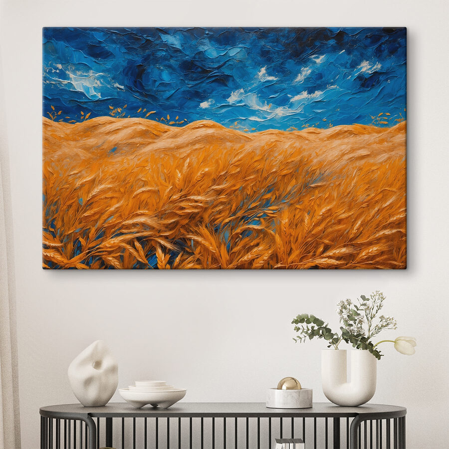 Peinture d'un champ de blé