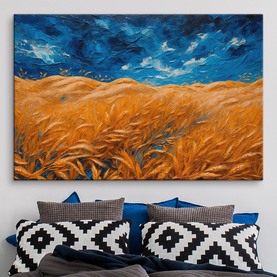 Peinture d'un champ de blé