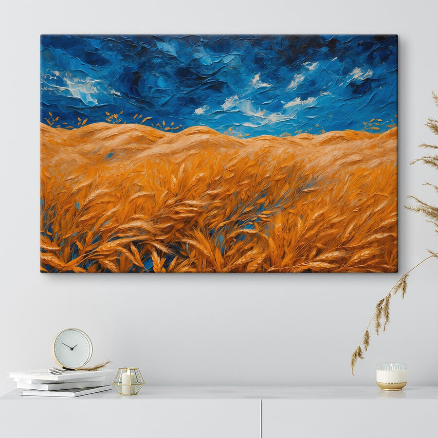 Peinture d'un champ de blé