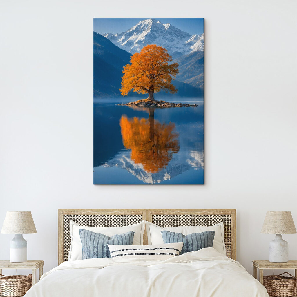 Tree on an island in a lake Tree on an island in a lake