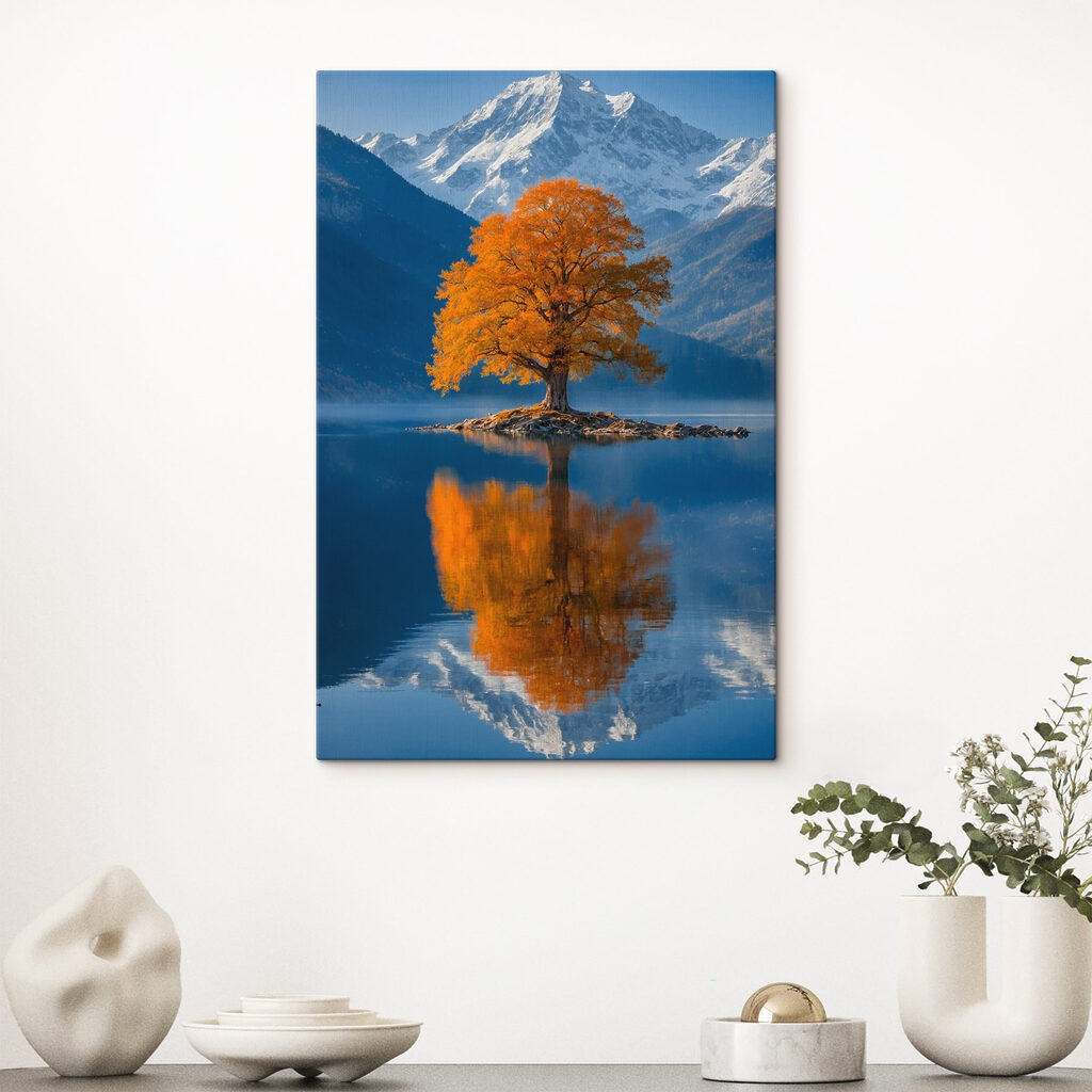 Tree on an island in a lake Tree on an island in a lake