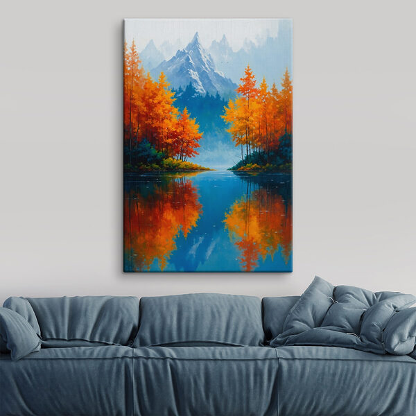 Peinture d'une montagne et d'arbres Peinture d'une montagne et d'arbres