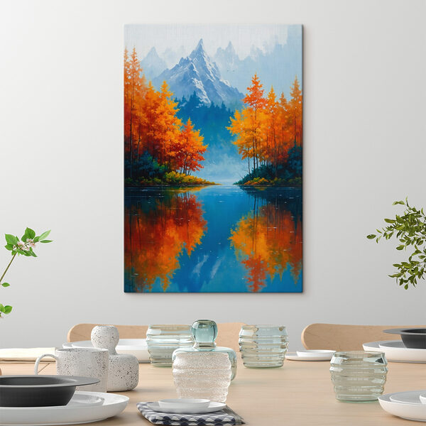 Peinture d'une montagne et d'arbres Peinture d'une montagne et d'arbres