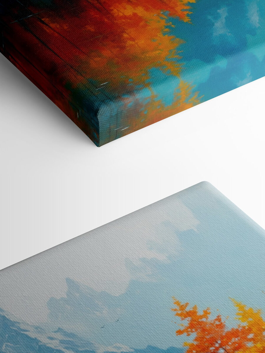 Peinture d'une montagne et d'arbres