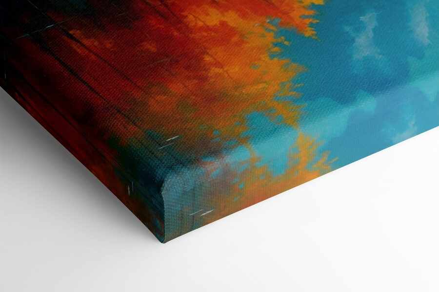 Peinture d'une montagne et d'arbres