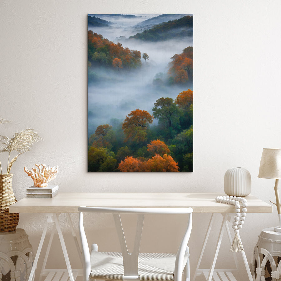 Forêt brumeuse avec des arbres