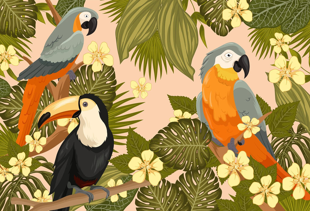 Groupe d'oiseaux sur une branche d'arbre Groupe d'oiseaux sur une branche d'arbre