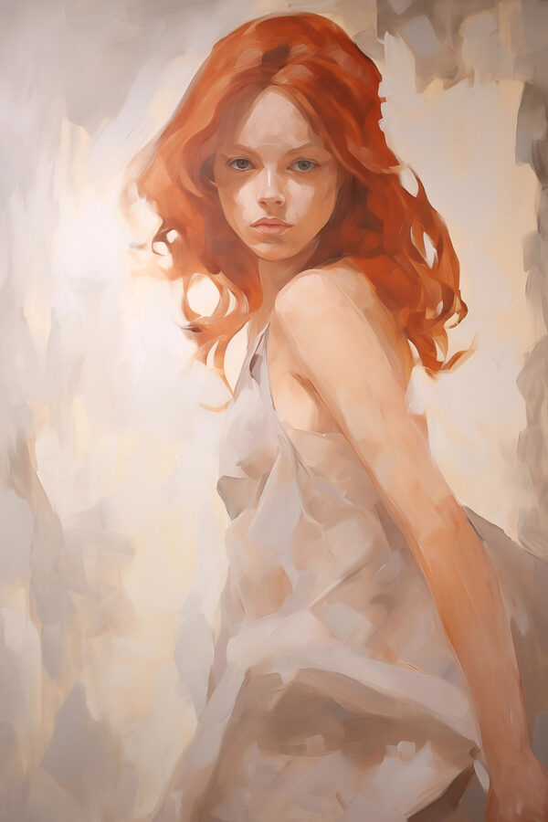 Peinture d'une femme en robe blanche Peinture d'une femme en robe blanche