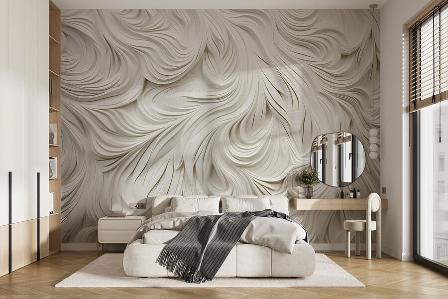 Découpage en papier blanc avec des lignes ondulées Découpage en papier blanc avec des lignes ondulées