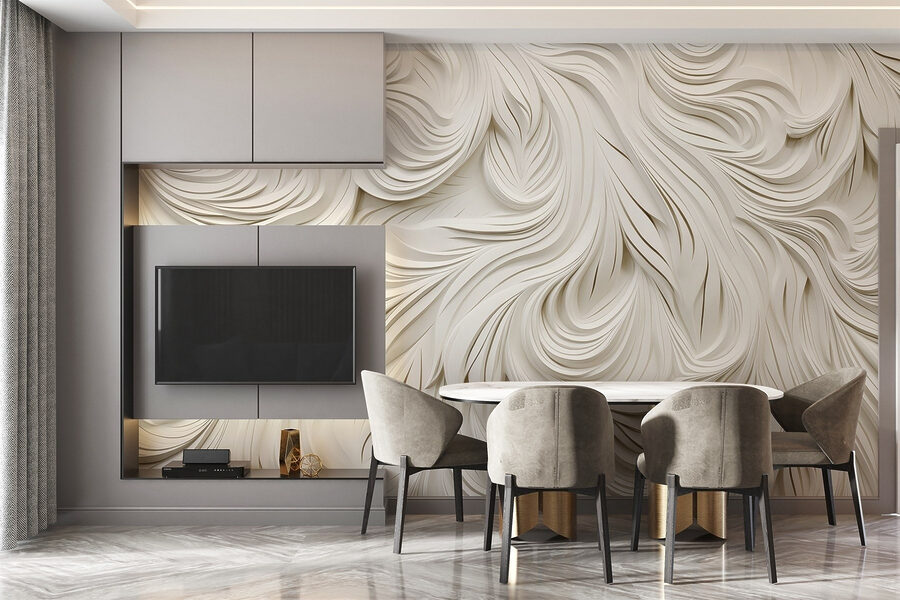 Découpage en papier blanc avec des lignes ondulées Découpage en papier blanc avec des lignes ondulées