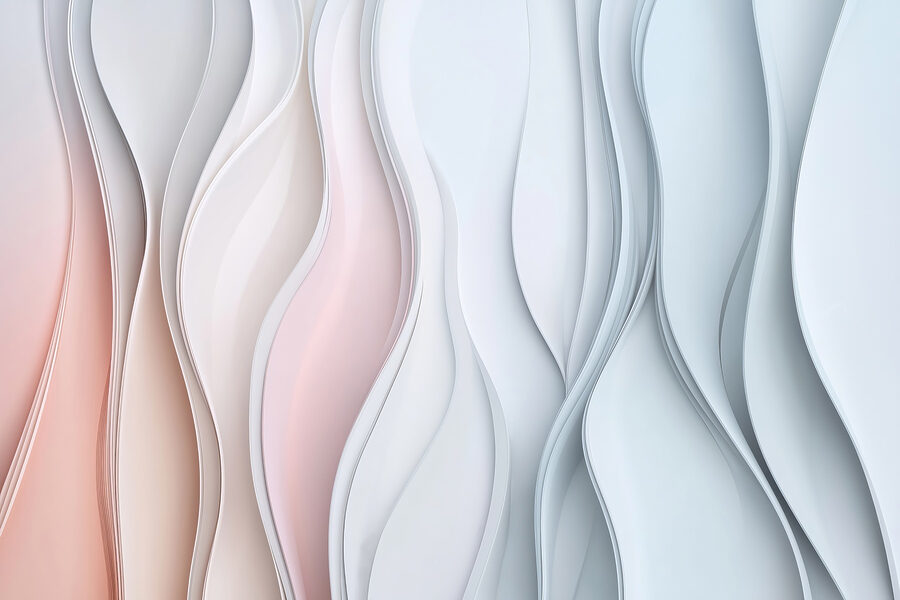 Papier peint Lignes ondulées blanches et roses – Image 4