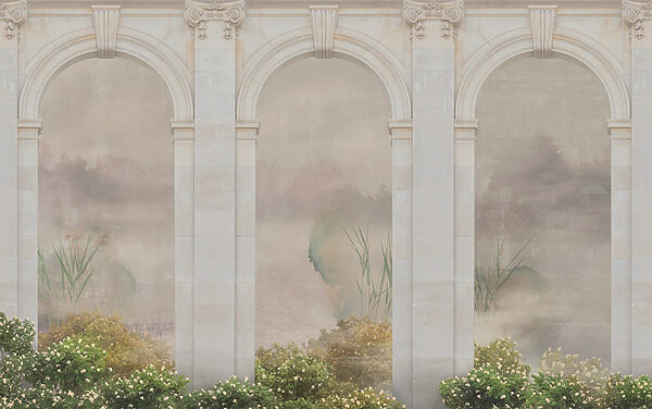 Papier peint avec une arche en pierre et des plantes Papier peint avec une arche en pierre et des plantes