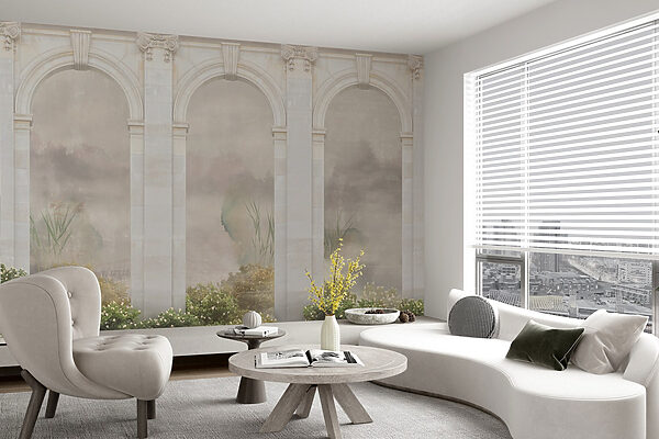 Papier peint avec une arche en pierre et des plantes Papier peint avec une arche en pierre et des plantes