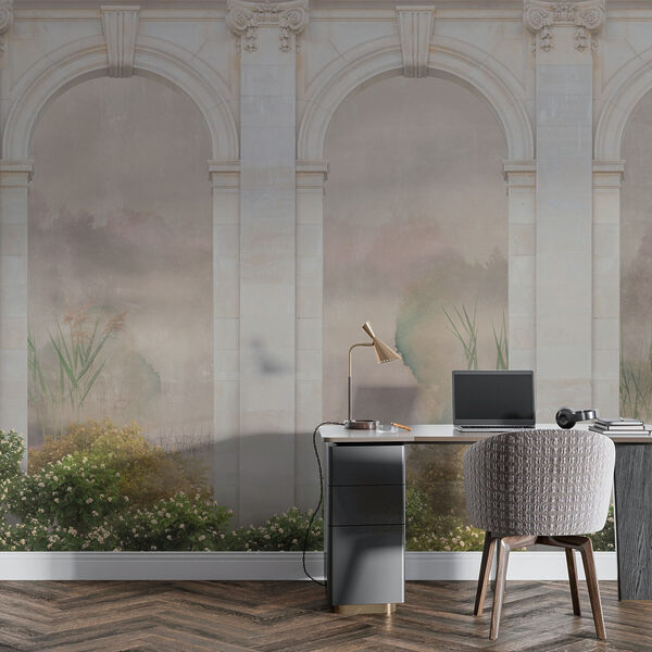 Papier peint avec une arche en pierre et des plantes Papier peint avec une arche en pierre et des plantes