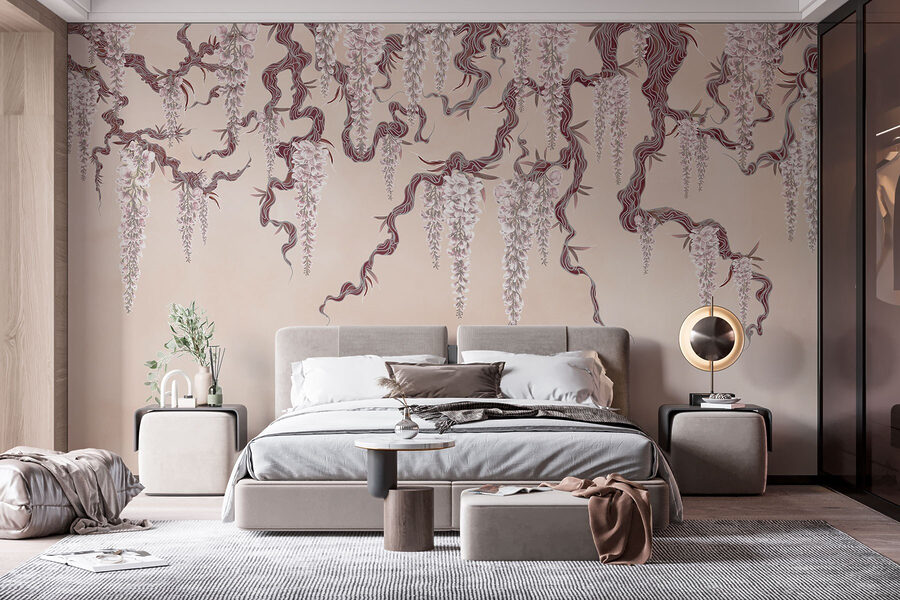 Peinture d'un arbre avec des fleurs
