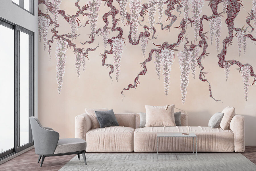 Peinture d'un arbre avec des fleurs