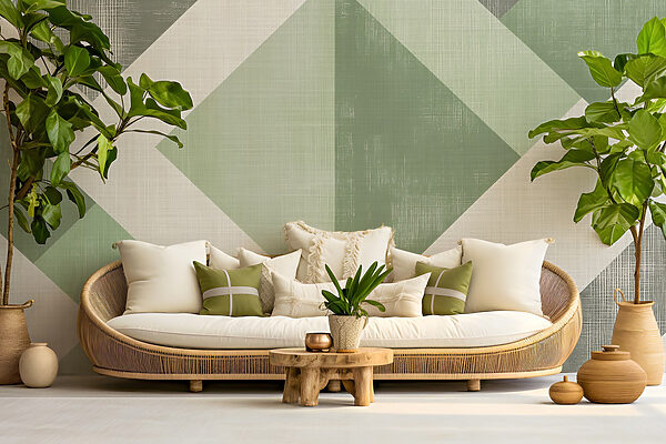 Motif géométrique vert et blanc Motif géométrique vert et blanc